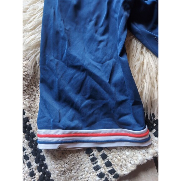 Vintage Lorraine Women's M Navy Blue White Striped Button Up Collared Midi Robe - Picture 10 of 11